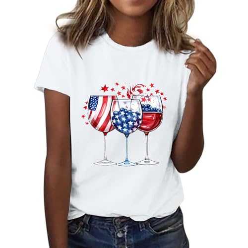 Skang Blouses for Women Women's Round Neck Short Sleeve Printed T Shirt Fashionable Casual Top