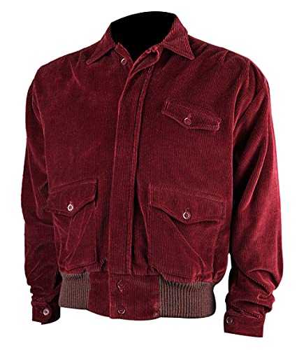 LP-FACON Mens Jack Torrance Halloween Costume The Shining Jack Nicholson Red Corduroy Jacket - Cosplay Bomber Jacket
