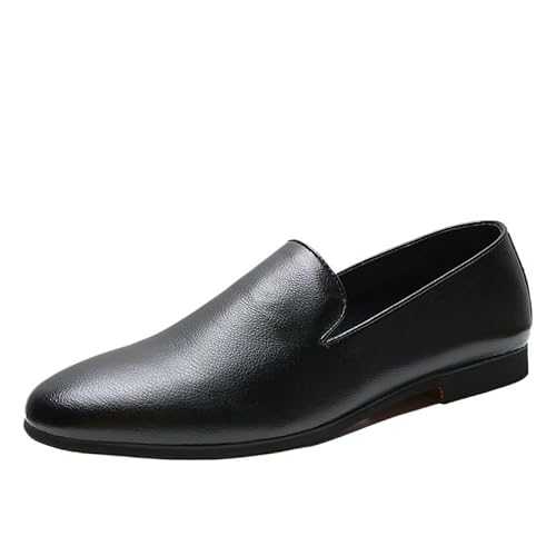 Dress Oxford for Men Slip On Men Business Casual Leather Shoes Formal Suit Dress Loafers Comfortable Slip On Flats British Luxury Black Bean Shoes