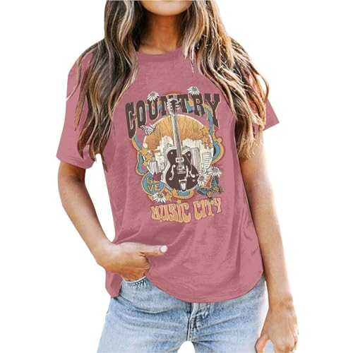 Women's Casual Printed Plain Crew Neck Short Sleeve T-Shirt Glitter Top