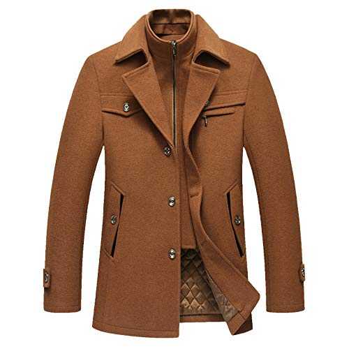 Chuengyu Autumn Winter Solid Color Cold Resistant Men Woolen Overcoat,Mid-long style woolen coat for men outside