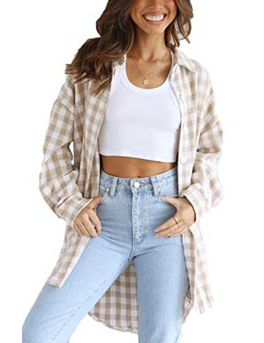 Zontroldy Womens Fashion Cropped Corduroy Plaid Shacket Jacket Button Down Long Sleeve Crop Shirts Jackets Tops