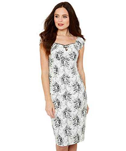 Joe Browns Women's Flattering Vintage Style Dress Casual Night, White/Black, 8