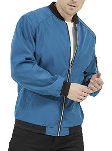 WULFUL Mens Casual Lightweight Jacket Softshell Flight Bomber Jacket Varsity Windbreaker