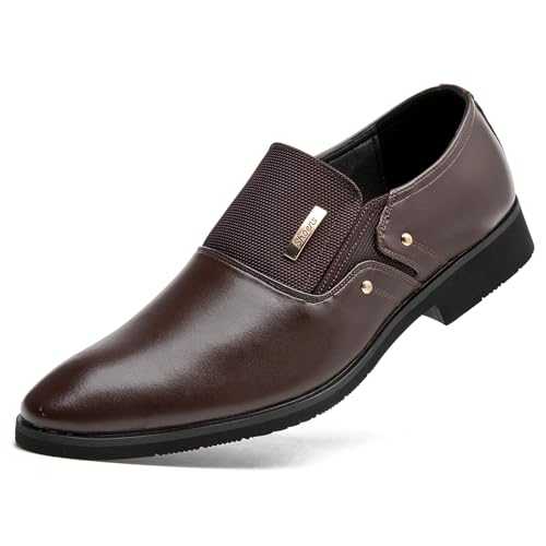 PPXID Men's Slip On Leather Oxfords Formal Dress Loafers Shoes