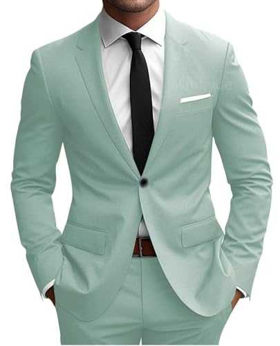 Wangyue 2 Piece Suit Men Slim Fit Suits for Mens One Button Men Suit Slim Fit Wedding Groomsmen Prom Homecoming Suits