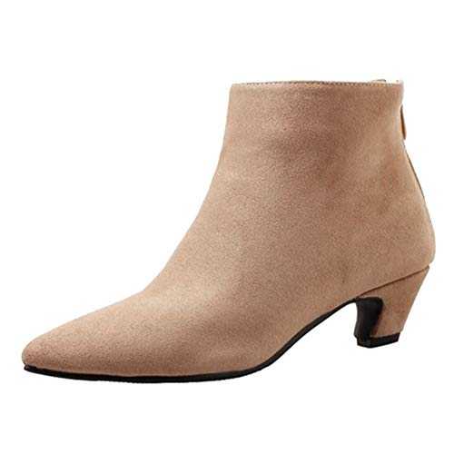Women Comfort Low Kitten Heels Ankle Boots with Pointed Toe