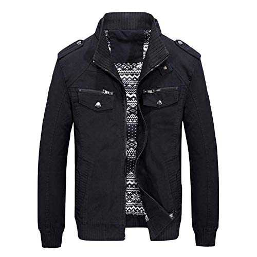 YOUTHUP Men's Jacket Casual Military Cotton Bomber Jackets Windbreaker Cargo Outwear
