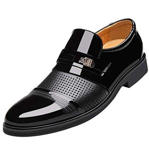 Pu Leather Men Business Dress Loafers Pointed Toe Black Shoes Oxford Breathable Formal Wedding Shoes