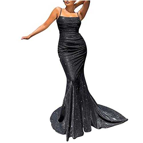 AMhomely Women's Casual Dresses - Black, Floor Length, Off Shoulder Neck, Sleeveless, Casual Dress