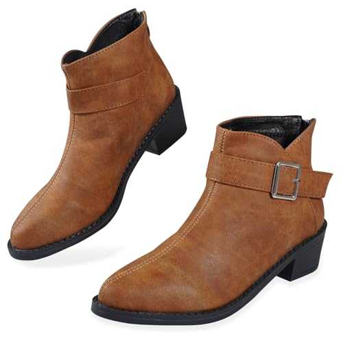 Women's Ankle Boots, Fashion Chunky Heel Back Zipper Classic Comfort Winter Ankle Booties