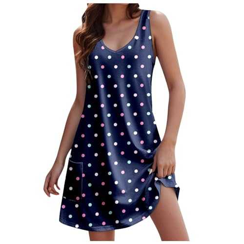Fall Dress Womens Summer Dresses 2024 Loose V Neck Sleeveless Sundresses Swimsuit Coverup with Pockets Floral/Plain/Eyelet Lightweight Sweater Dress