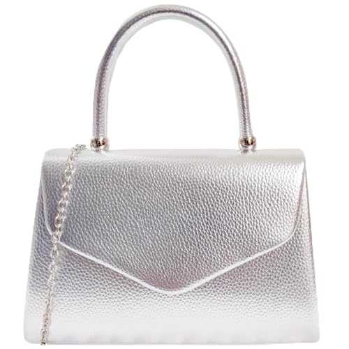 Faux Leather Plain Tote Style Top Handle Bridal Prom Wedding Evening Clutch Party Purse Hand Bag