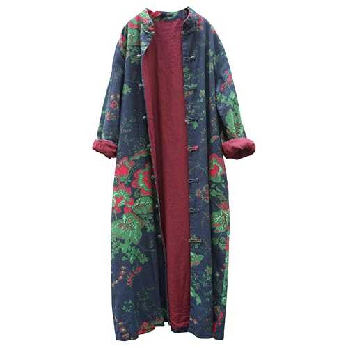 LUZU JUNU Women's Trench Coat Floral Print Jacket Cottagecore Clothing Casual Plus Size multicolored Outerwear