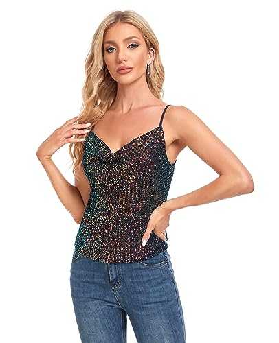 MINTLIMIT Women's Sequin Tops Sparkle Tank Camisole Tops Club Party Cocktail Vest Shirt Party Blouse