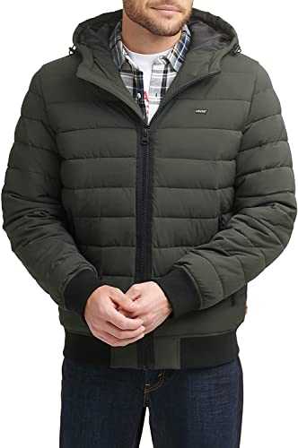 Men's Quilted Stretch Hoody Bomber Jacket