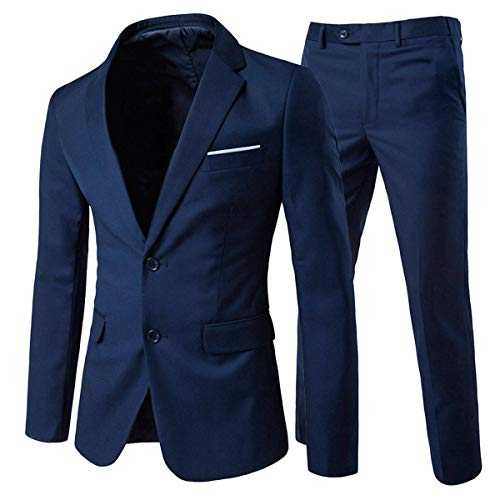 Allthemen Mens Suits 2 Piece Slim Fit Wedding Dress Suit Two Buttons Business Suit Blazer Casual Jackets Trousers