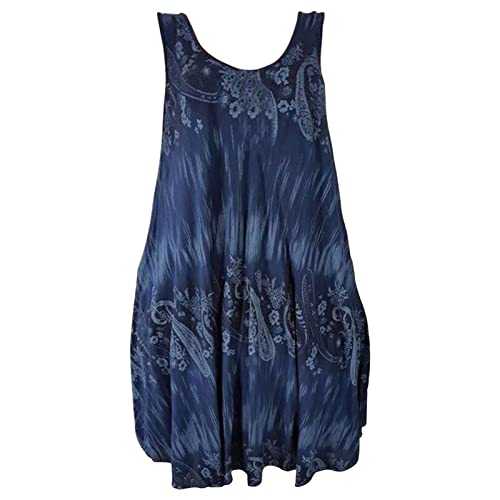 AMDOLE Dress Women Casual Summer Women's Dress Sleeveless Beach Dress Womens Print Tie Dye Bohemian Lady Dress Office Dress for Women