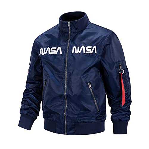 CORIRESHA Winter Men's NASA Bomber Jacket Stand Collar Thickened With Embroidery