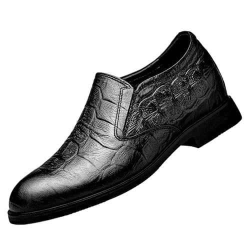 UOPYNE Men PU Leather Oxford Dress Shoes Slip On Round Toe Solid Color Anti Slip Low Top Formal Prom Wedding Comfortable