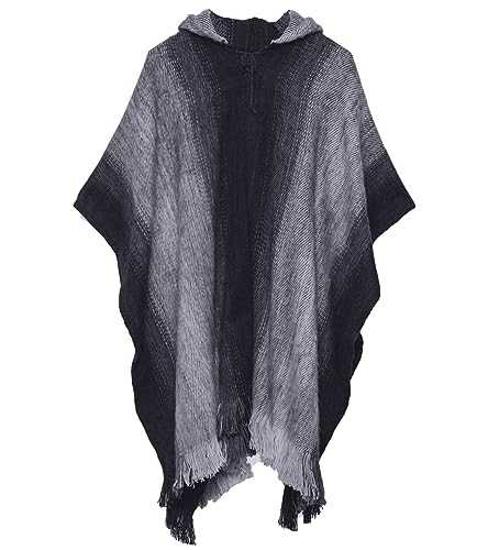 Gamboa Handmade Alpaca Wool Poncho Men Hoodie Fleece Knitted Mexican Poncho Blanket