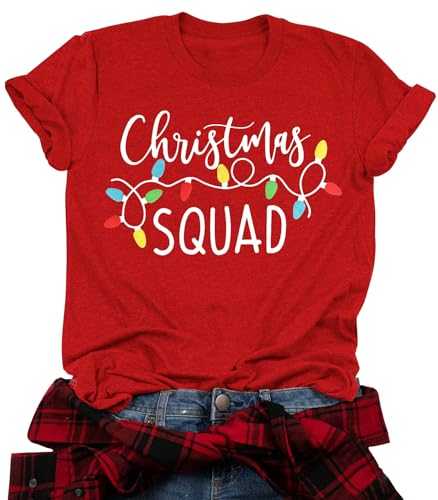 Christmas Squad Shirt Women Christmas Light Graphic T-Shirts Short Sleeve Family Xmas Holiday Tees Tops