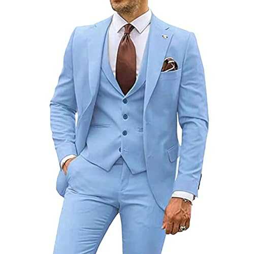 Men's 3 Piece Slim Fit Suit Two Button Blazer Formal Suit Wedding Prom Dinner Party Blazer Jacket Vest Pants