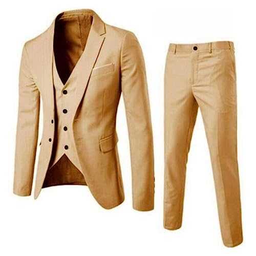 Casual Suits for Men, Mens Suits 2 Piece Slim Fit Mens Tuxedo Two Piece Suit Wedding Dress Suit Men's Suit Slim 3 Suit Business Wedding Party Jacket Vest & Pants Coat Mens Tuxedo Suits Mens Suits
