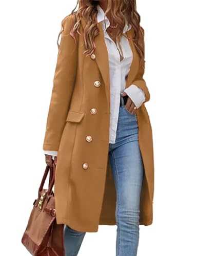 IDEALSANXUN Womens Long Wool Coat for Women Fall Winter Trench Coat Trendy Jackets