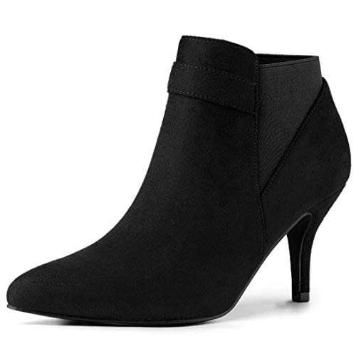 Allegra K Women's Pointed Toe Stiletto Heel Chelsea Ankle Booties