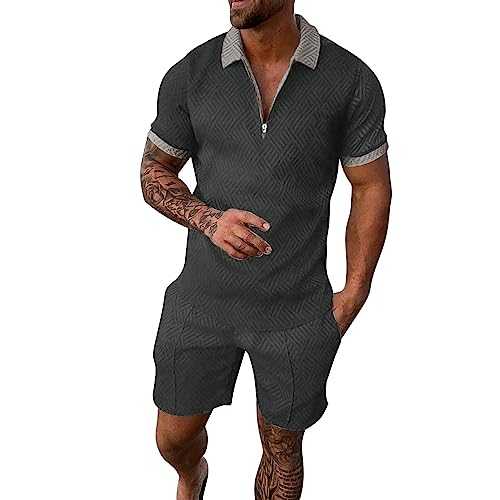 ETHKIA Men 2 Piece Outfits spring Casual Muscle Short Relaxed Fit Print Men spring sets Cotton square neck Henry Shirts For Men DryBlend Outdoor Mature Sets Mardi Gras tee Men's Shirts