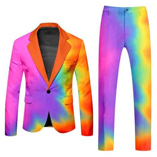 Mymyguoe Glitter Jacket Men's Suits for Men 2-Piece Tuxedo 2-Piece Gold Suit Jacket Trousers Men's Suit Carnival Costume Wedding Theme Party Night Club Disco Suit Metallic Shiny Suits