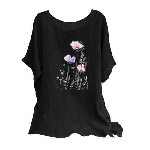 Women Tunic Blouse UK Sale Clearance,Ladies Floral Print T Shirt Short Sleeve Tunic Long Length Elegant Summer Tee Tops Longline Baggy Blouses Shirts Summer Oversized Tee Shirts