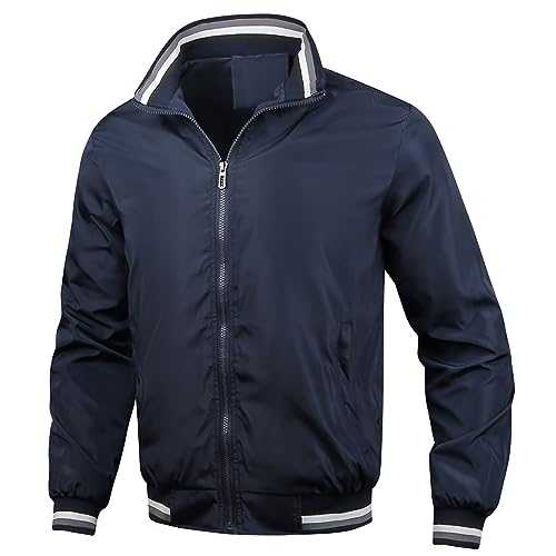 Mrat Harrington Jackets Men Lightweight Jackets Casual Smart Jacket Windbreaker Bomber Jackets Full Zip Up Jackets Long Sleeve Stand Collar Tops Sport Work Walking Hiking Golf Running Going Out Sale