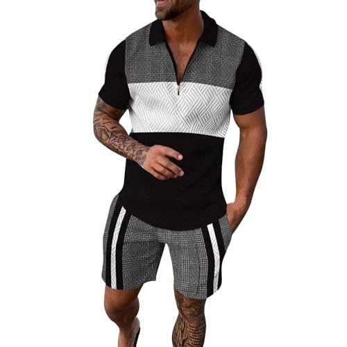 Men's Polo Track Suit Sets 2 Piece Outfits Polo Shirt Fashion Summer Tracksuits Casual Set Short Sleeve and Shorts Set Sweatsuits Sets Casual Sport Suit