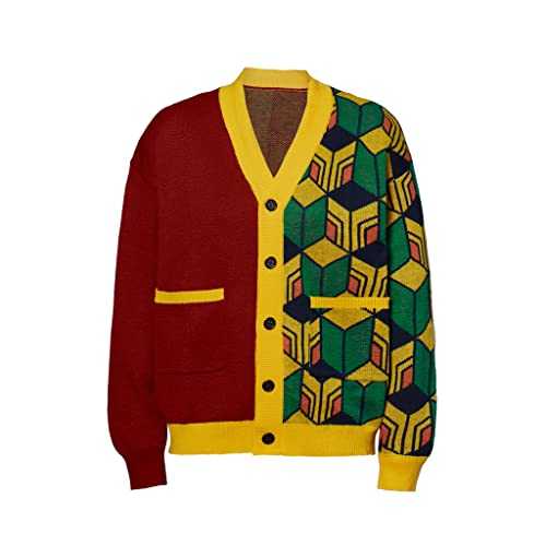 SFWXCOS Giyu Tomioka Kamado Tanjirou Sweater Cardigan Jacket Coat Anime Haori Kimetsu no Yaiba Mens Cosplay Sweater