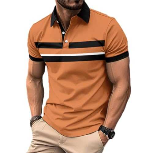 BERCIELY Mens Short Sleeve Personality Trend Mens Casual T-Shirt Classic Comfortable All-Match Mens Tops Youth Vintage Fashion Mens Polo Shirt