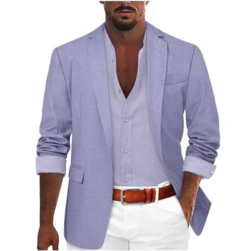 Mens Blazer Jacket Casual: Lightweight Slim Fit Sports Coat for Men UK Men's Solid Colour Casual Blazers Business Casual Dress Jacket Suit Coat Men Lapel Collar Button Long Sleeve Blazer with Pocket