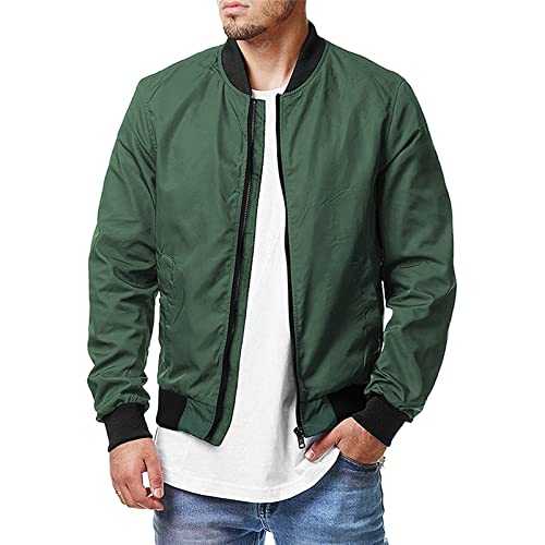 aromm Men's Casaul Bomber Jacket Lightweight Full Zip Pockets Outdoor Windbreaker Coat