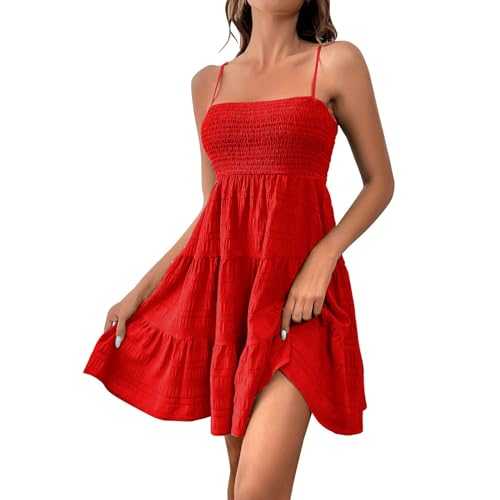 AMDOLE Summer Dresses for Women UK Spaghetti Strap Summer Dresses Casual Sleeveless A Linen Mini Dress Bandeau Tube Boho Sun Dresses Plain Beach Wear Cover Ups with Pockets