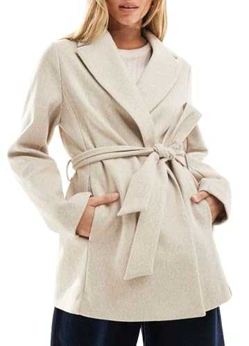 utcoco Women Fashion Belted Wool Trench Coat Notched Lapel Pea Coats Winter Warm Jackets with Pockets