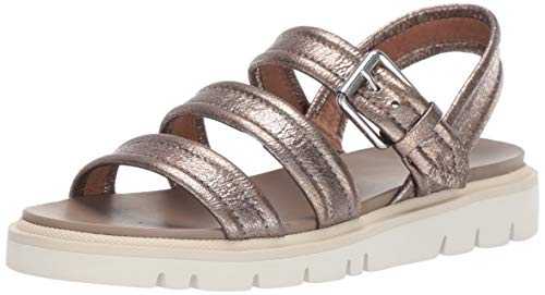 FRYE Women's Mila Strappy Sandal Flat, Golden Silver, 4 UK