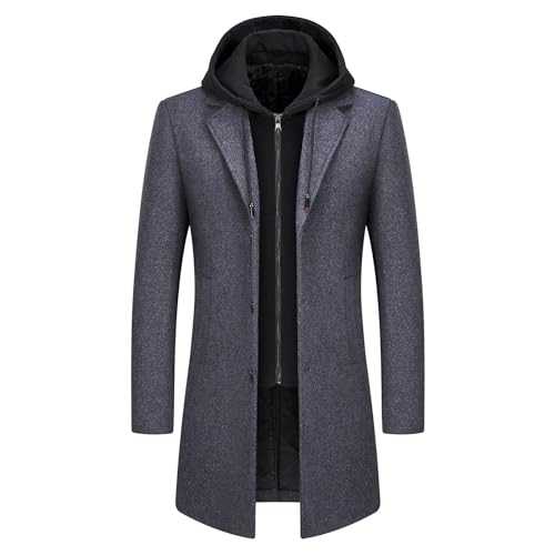 KUDMOL Mens Wool Trench Coat