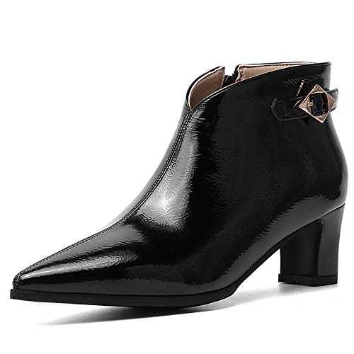StyliShoes Women Ankle Boots with Pointed Toe and Chunky Heel