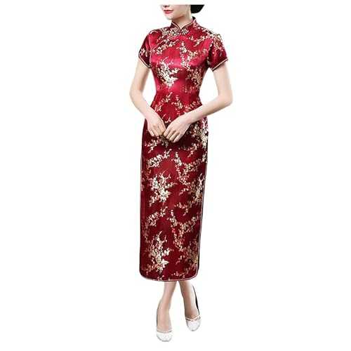Women Chinese Cheongsam Embroidery Design Lady Cheongsam Chinese Style Split Traditional Wedding Qipao Dress Female Lightweight Elegant Slim Fit Clothing