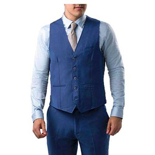 Mens 3 Piece Royal Blue Suit Slim Fit Jacket Waistcoat Trousers Ideal for Formal Wedding Prom Party