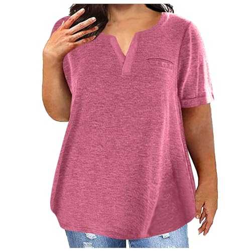 Tunic Tops for Women UK Plus Size V Neck T Shirts Basic Tops Oversized T-Shirt Summer Casual Short Sleeve Loose Tee Top Short Sleeve Blouses Baggy T Shirt for Going Out Holiday Beach