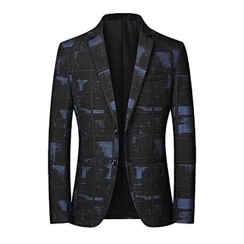 Men's Long-Sleeve Classic-Fit Button-Front Stretch Blazer Casual Sports Coats for Business Wedding Slim Fit Formal Business Suit Jackets Mens Blazer Suit Jacket