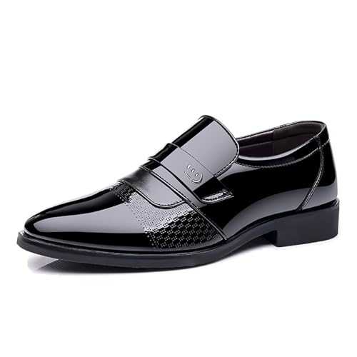 LMUIPMAA Men's Business Casual Loafers Patent Leather Formal Oxfords Slip on Wedding Dress Derby Shoe for Men