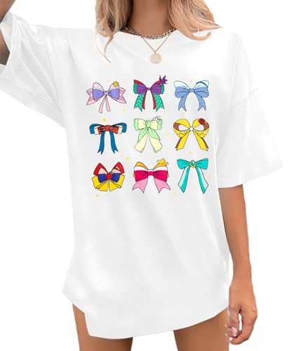 Magic Kingdom Shirts for Women Bow Shirt Coquette Aesthetic Tshirt Princess Tee Oversized Holiday Vacation Tops